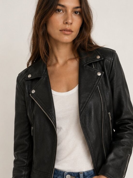 GAP Jackets & Blazers - GAP Black Leather Moto Jacket NWT Size Medium $248 Retail